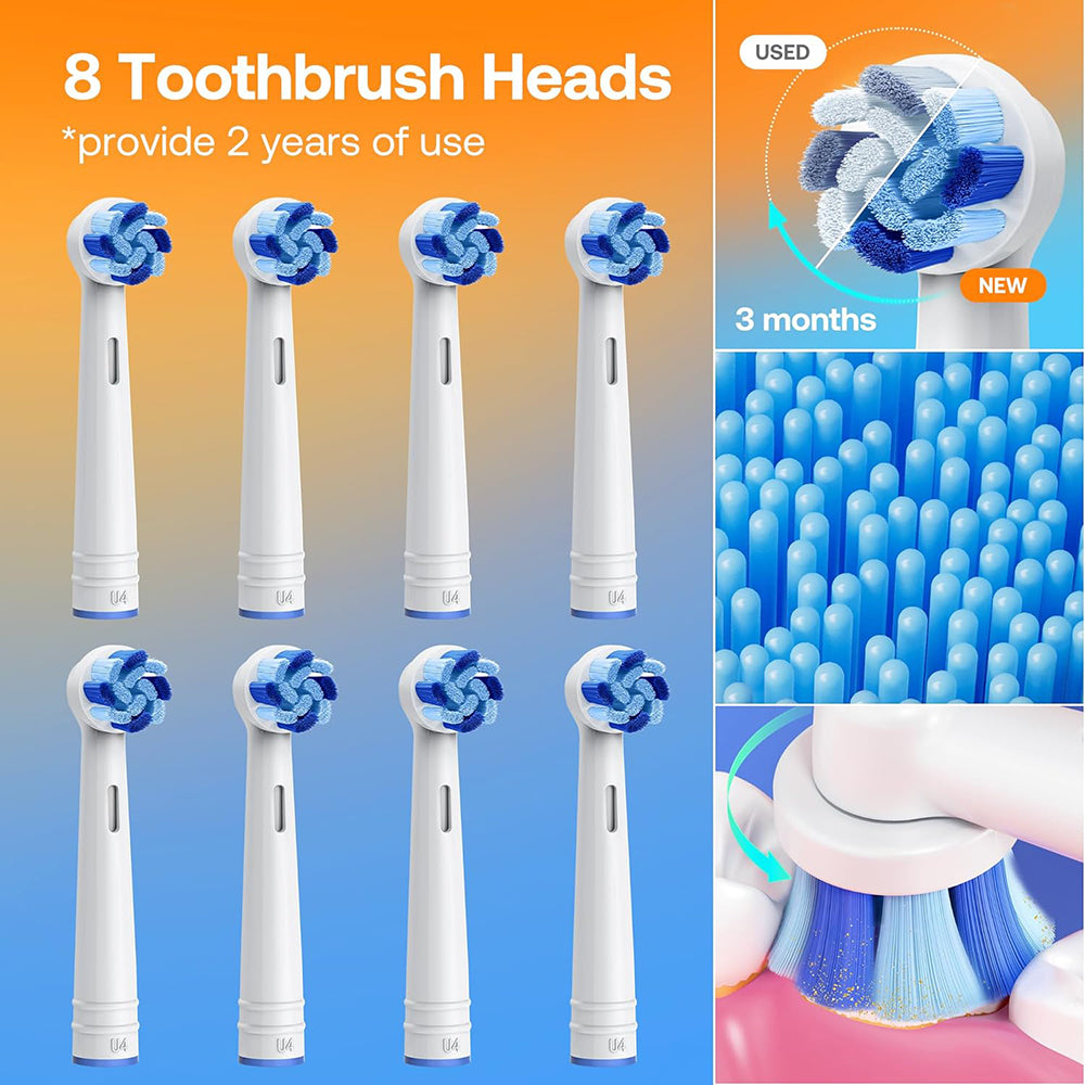 Bitvae - Electric Toothbrush (BVR1) - Soft, with 8 Heads, Smart Timer, Clean/Sensitive/White/Gum Care/Tongue Modes - Bla