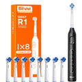 Bitvae - Electric Toothbrush (BVR1) - Soft, with 8 Heads, Smart Timer, Clean/Sensitive/White/Gum Care/Tongue Modes - Bla