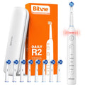 Bitvae - Electric Toothbrush (BVR2) - with 8 Heads, Smart Timer, Pressure Sensor, Travel Case, 5 Modes, Rechargeable - W