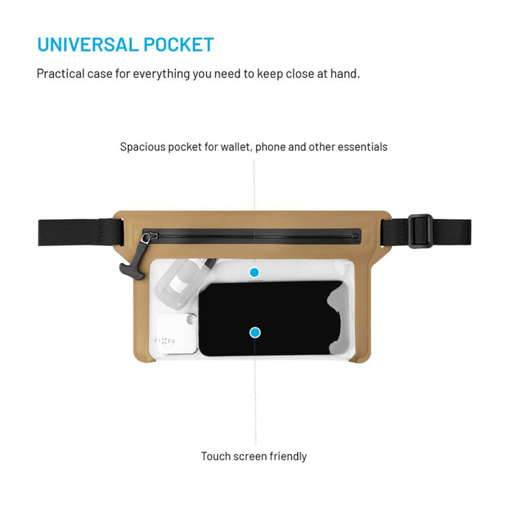 Fixed - Waterproof Case Dry Belt - for Phone up to 7.5", IPX8, Adjustable Strap, Touchscreen Friendly, Hypalon Mesh - Be
