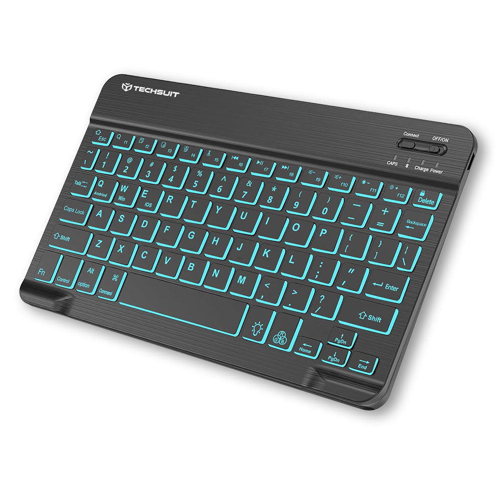 Techsuit - Wireless Keyboard AirKeys (WK1) - for Android, Windows, iOS, Bluetooth, 3 Brightness Levels, 7 colors, Type-C
