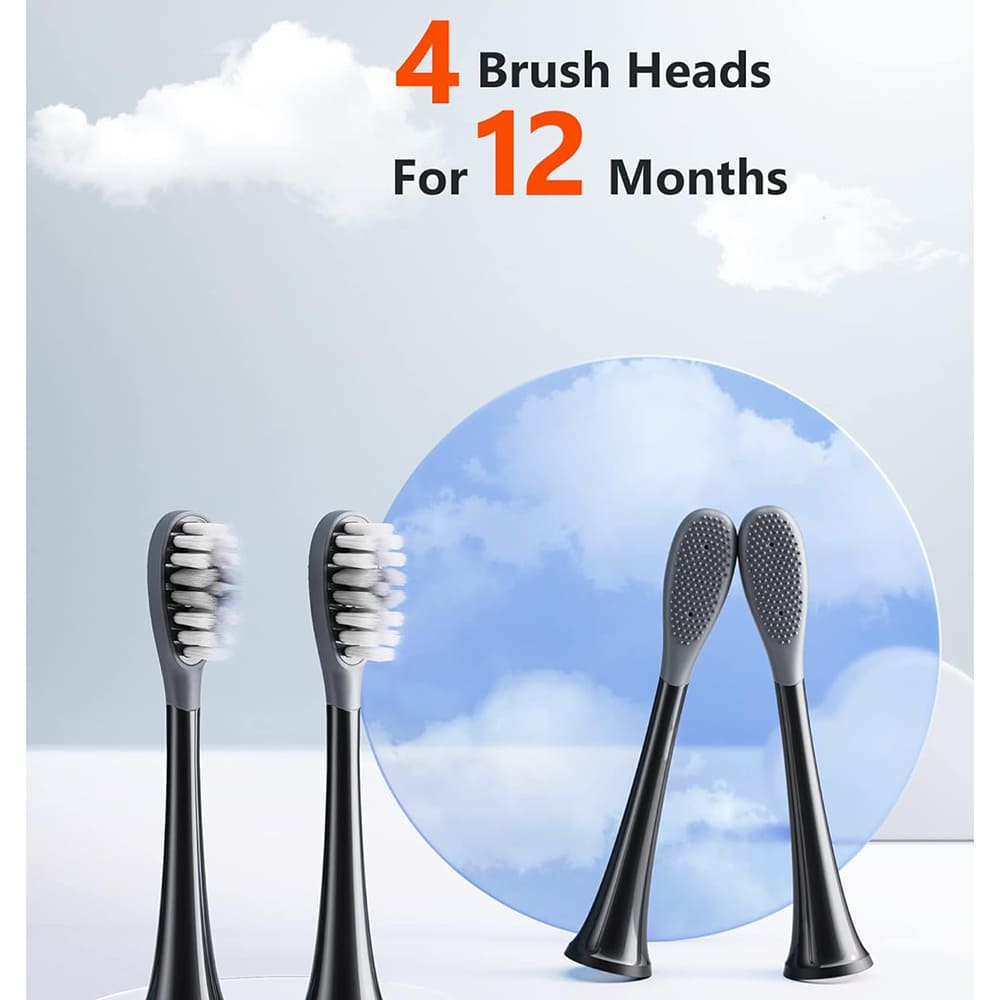 Bitvae - Toothbrush Heads (GCS22) - Gum Care, Ultra Soft Bristles, for Bitvae S2\S3, x4 - Black