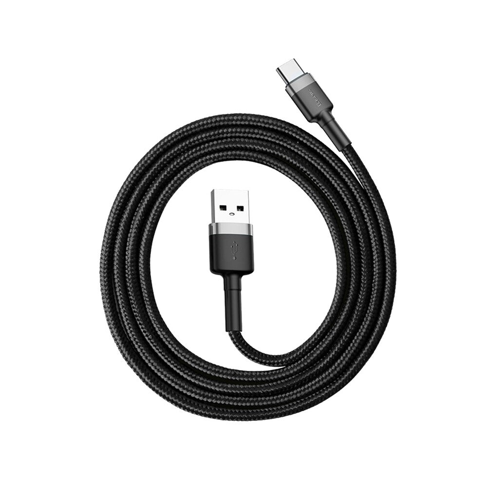 Baseus - Data Cable Cafule (CATKLF-BG1) - USB to Type-C, 3A, 480Mbps, 1m - Gray / Black