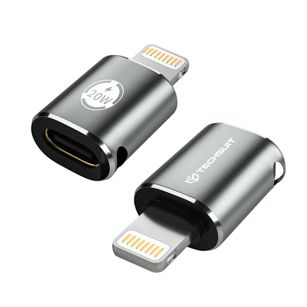 Techsuit - Premium OTG Adapter TitanCoreX (A11) - Lightning to Type-C, 3A, Aluminum Alloy, Plug&Play, Fast Transfer - Gr