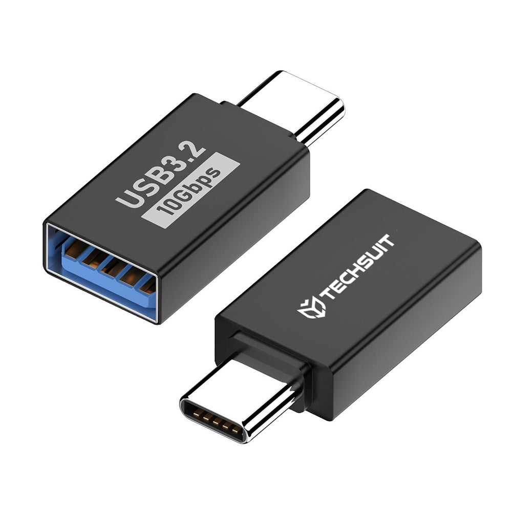 Techsuit - OTG Adapter AluCoreX (A14) - USB to Type-C, 10Gbps, Plug and Play, Aluminum Alloy, Fast Data Transfer - Black