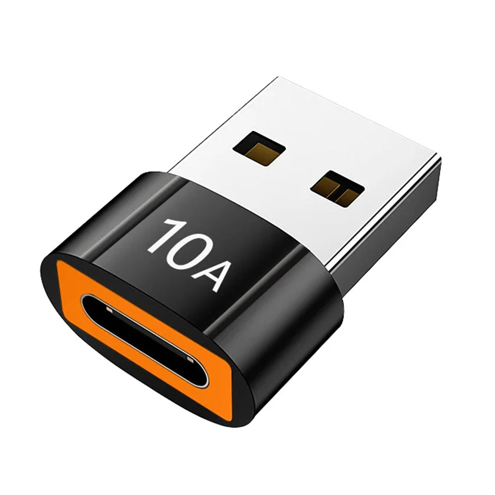 Techsuit - Premium OTG Adapter HyperPort (A7) - Type-C to USB3.0, 5Gbps, 10A, Converter for Phone - Black / Orange