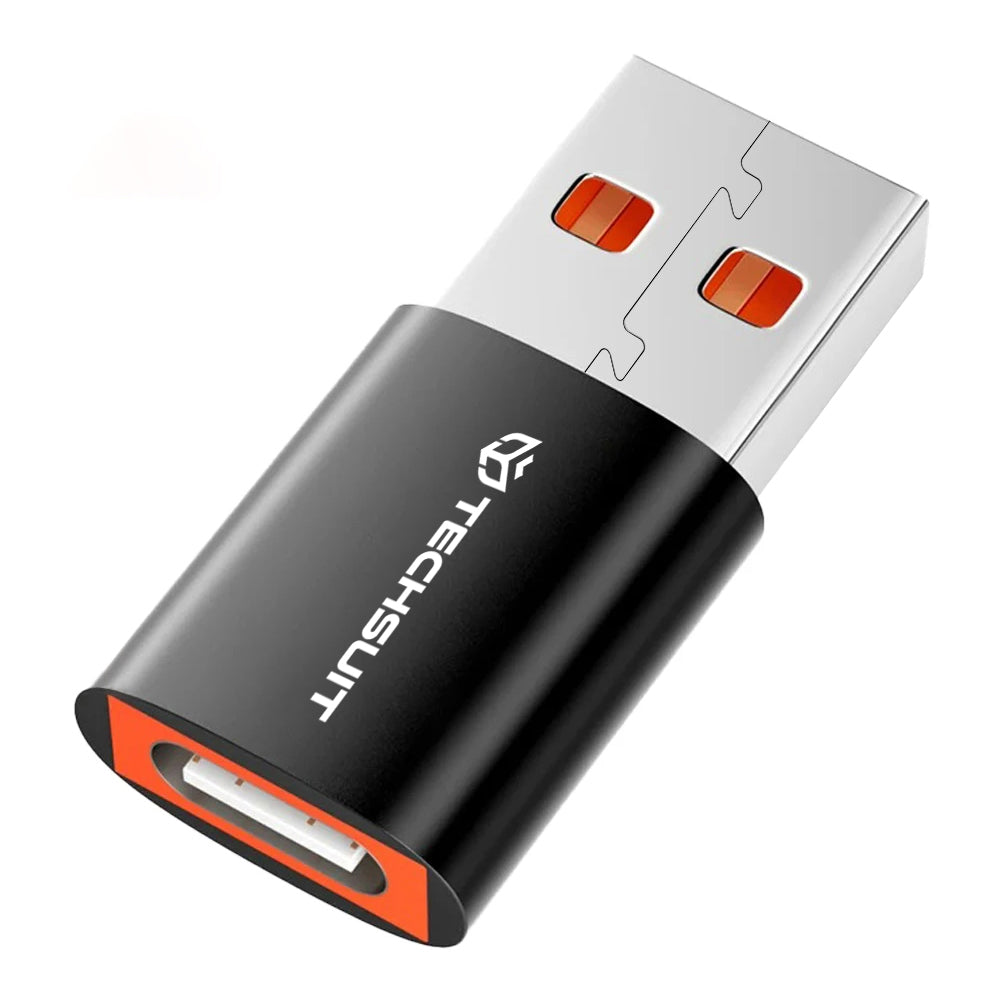 Techsuit - Premium OTG Adapter HyperPort (A5) - Type-C to USB, 6A, 5Gbps, Plug and Play, Fast Data Transfer - Black / Or