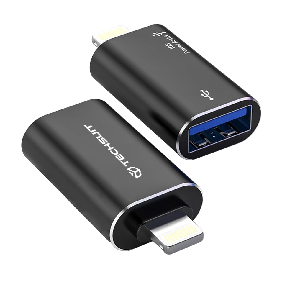Techsuit - Premium OTG Adapter AluVoltX (A18) - USB to Lightning, Plug and Play, Aluminum Alloy, Fast Data Transfer - Bl