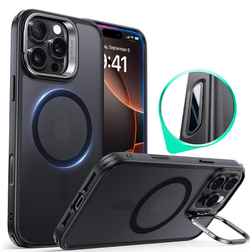 ESR - Classic Hybrid HaloLock Kickstand - iPhone 16 Pro - Frosted Black