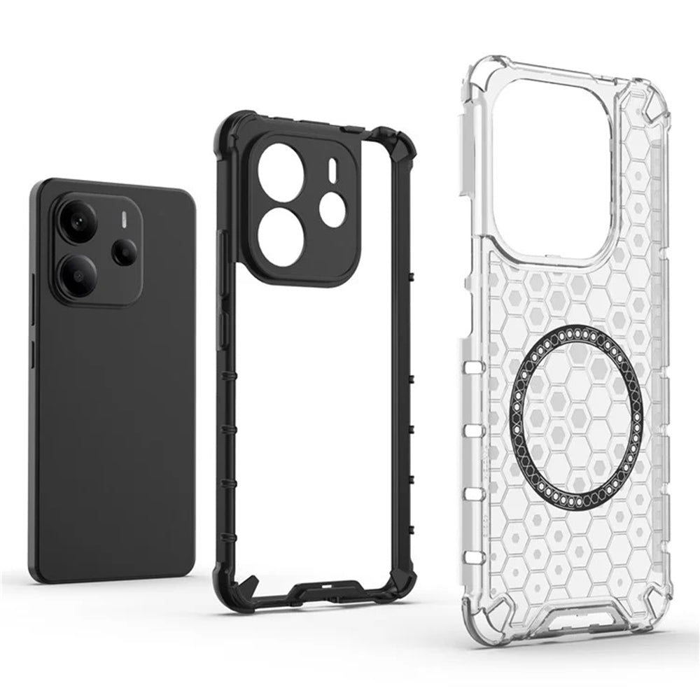Techsuit - HoneyComb Shield MagSafe - Xiaomi Redmi Note 14 4G (Regional) - Black