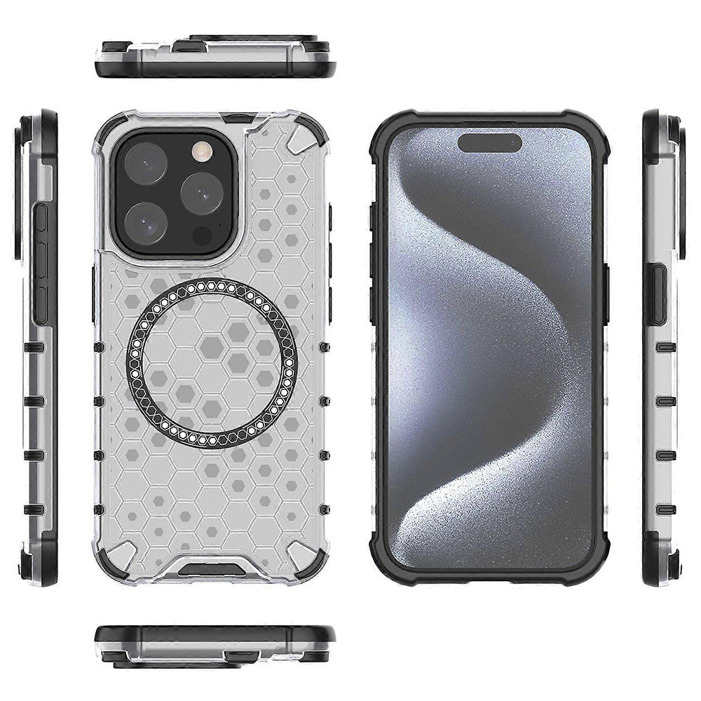 Techsuit - HoneyComb Shield MagSafe - iPhone 15 Pro Max - White