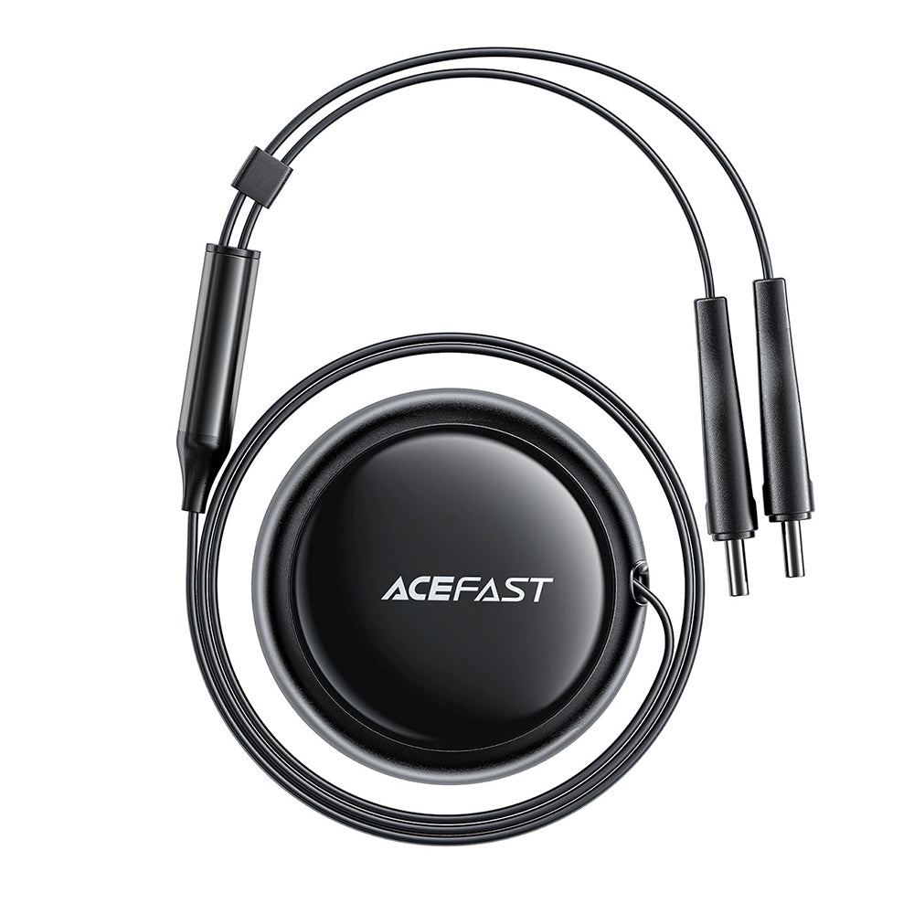 Acefast - Car Charger (B13) - with Retractable Cable, USB, 2x Type-C, 53W, 70 + 15cm - Black