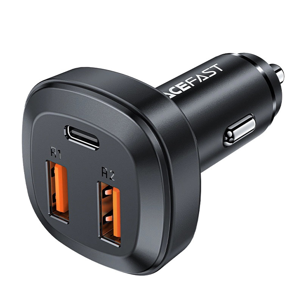 Acefast - Car Charger (B9) - 2x USB, Type-C, Fast Charging, 66W, PD3.0, QC4+, Zinc Alloy - Black