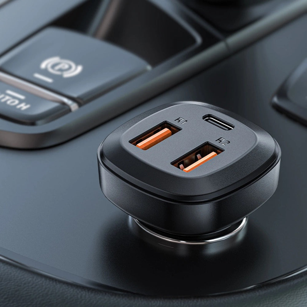 Acefast - Car Charger (B9) - 2x USB, Type-C, Fast Charging, 66W, PD3.0, QC4+, Zinc Alloy - Black