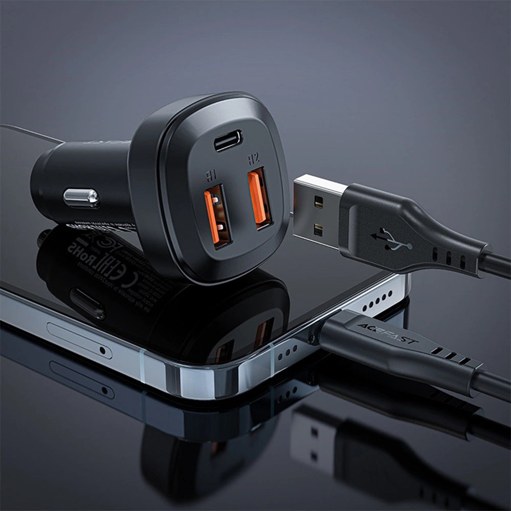 Acefast - Car Charger (B9) - 2x USB, Type-C, Fast Charging, 66W, PD3.0, QC4+, Zinc Alloy - Black