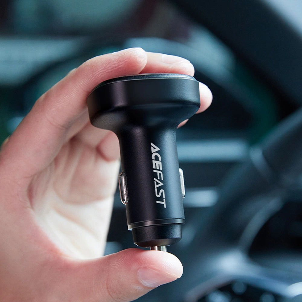 Acefast - Car Charger (B9) - 2x USB, Type-C, Fast Charging, 66W, PD3.0, QC4+, Zinc Alloy - Black