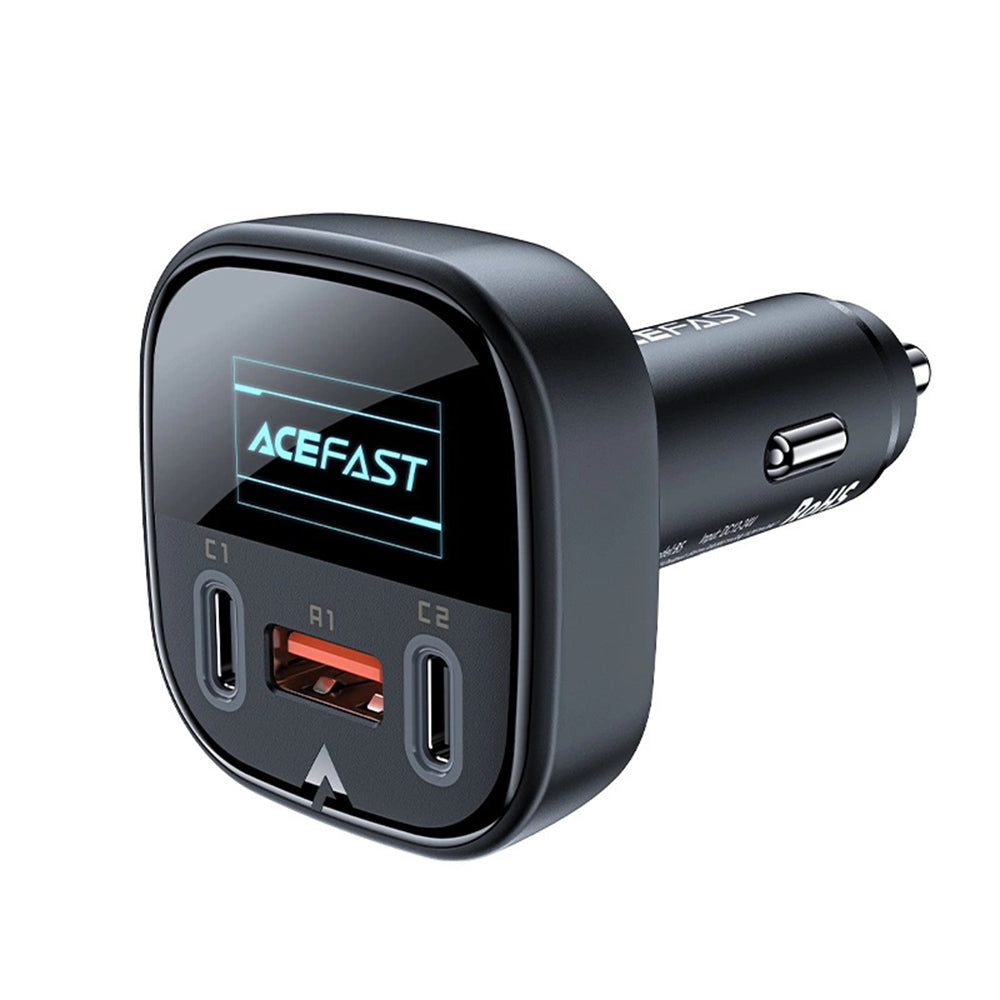Acefast - Car Charger (B5) - Fast Charging, OLED Digital Display, 2x Type-C, USB, 101W, Zinc Alloy - Black