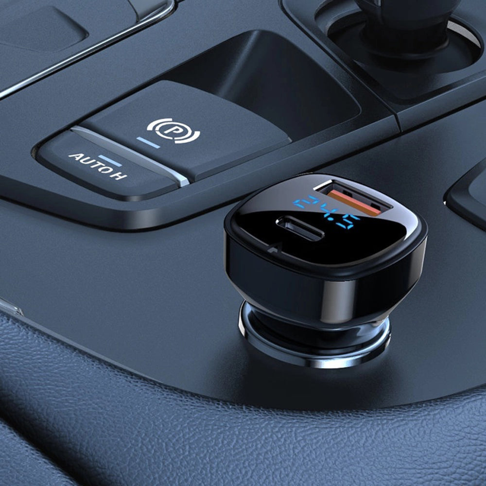 Acefast - Car Charger (B4) - with Digital Display, Fast Charging, USB, Type-C, 66W - Black