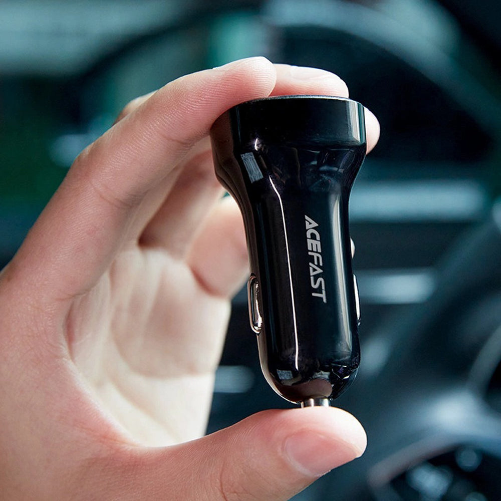 Acefast - Car Charger (B4) - with Digital Display, Fast Charging, USB, Type-C, 66W - Black