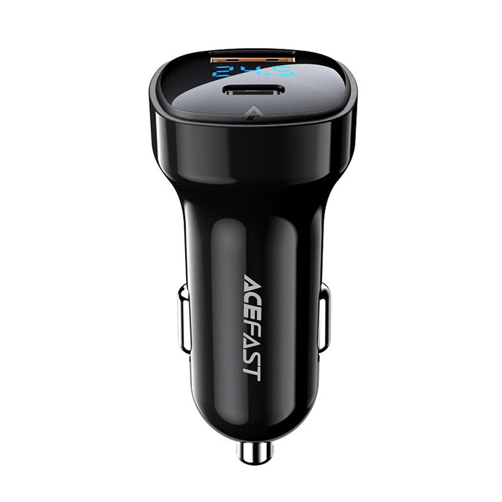 Acefast - Car Charger (B4) - with Digital Display, Fast Charging, USB, Type-C, 66W - Black