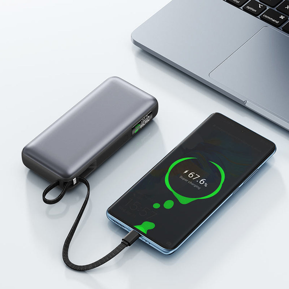 Acefast - Power Bank (M22-20000) - with Cable, Type-C, 20000mAh, 74Wh, PD130W, Two-Way Fast Charging, LED Display - Blac