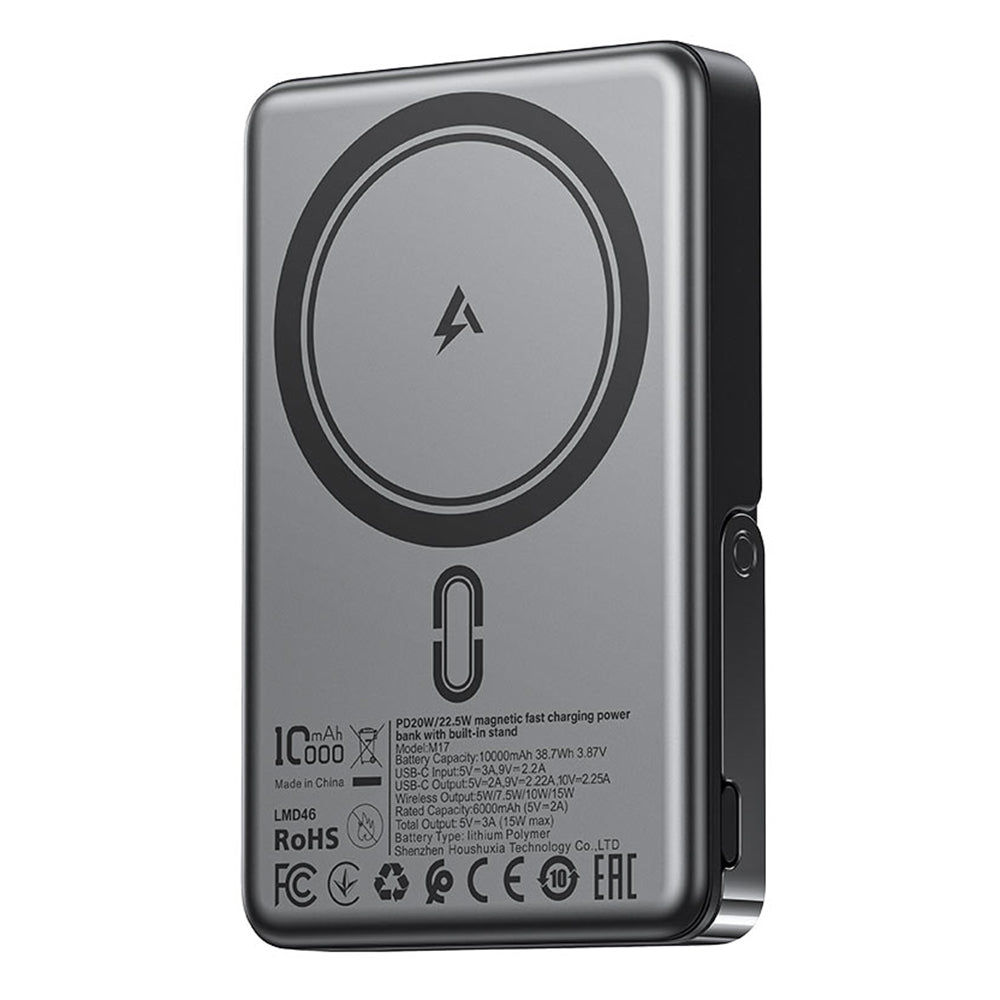 Acefast - Magnetic Wireless Power Bank (M17-10000) - Foldable Stand, USB-C Port, 10000mAh, 22.5W, LED Indicator - Black