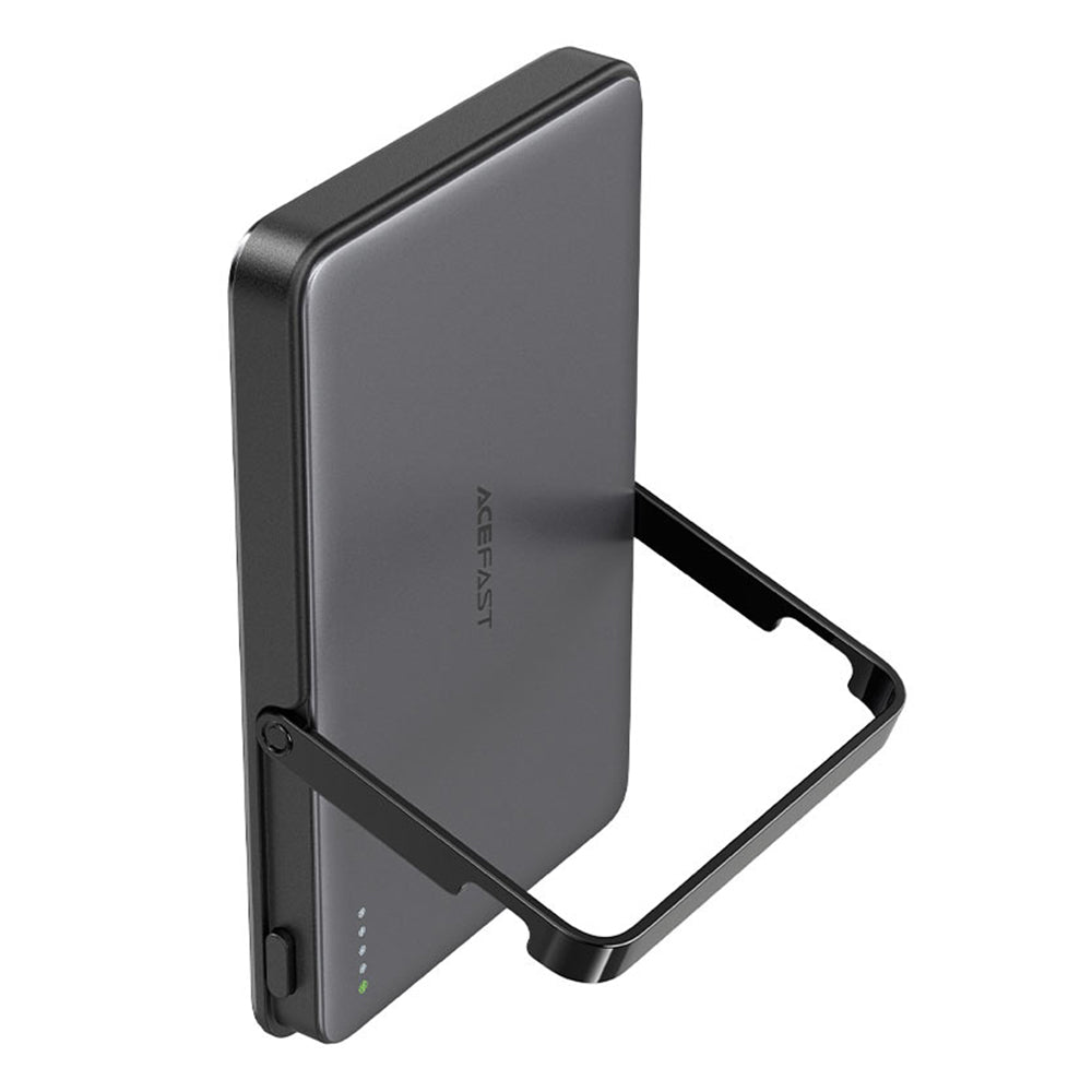 Acefast - Magnetic Wireless Power Bank (M16-5000) - with Foldable Stand, USB-C Port, 5000mAh, PD18W, LED Indicator - Bla