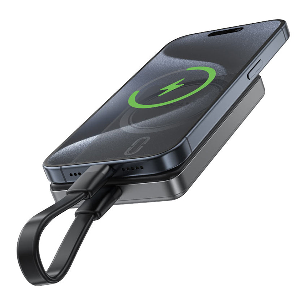 Acefast - Magnetic Wireless Power Bank Ultra-thin (M12-10000) - Type-C, 10000mAh, 38.7Wh, PD20W, LED Indicator - Black