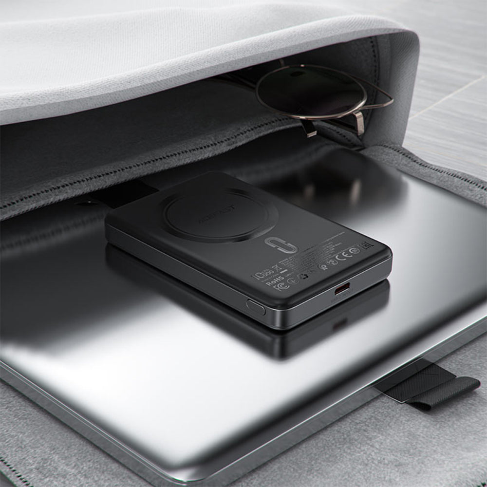 Acefast - Magnetic Wireless Power Bank Ultra-thin (M12-10000) - Type-C, 10000mAh, 38.7Wh, PD20W, LED Indicator - Black