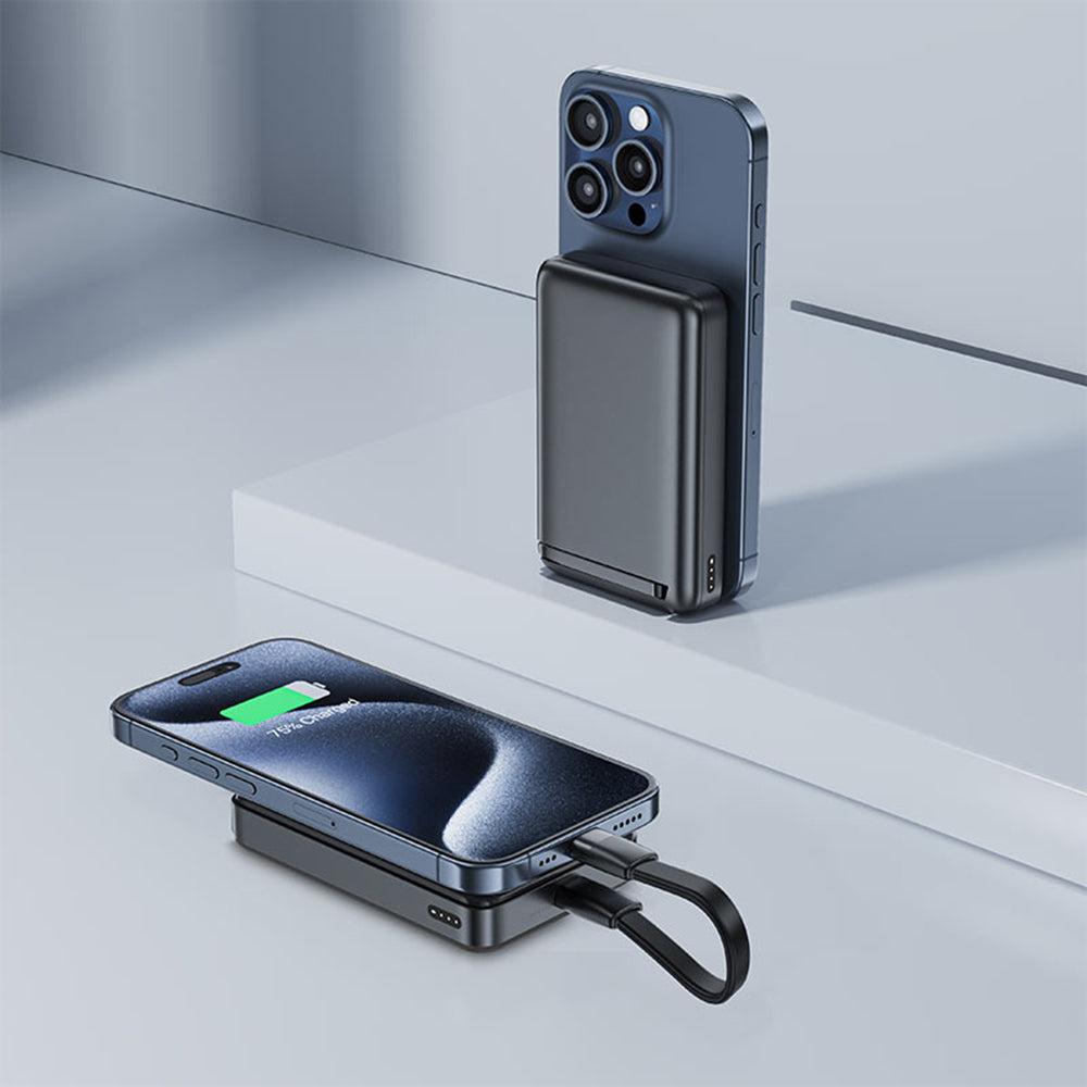 Acefast - Magnetic Power Bank (M11-10000) - Type-C, 10000mAh, 38.5Wh, PD30W, Qi2 Certified, LED Indicator - Black