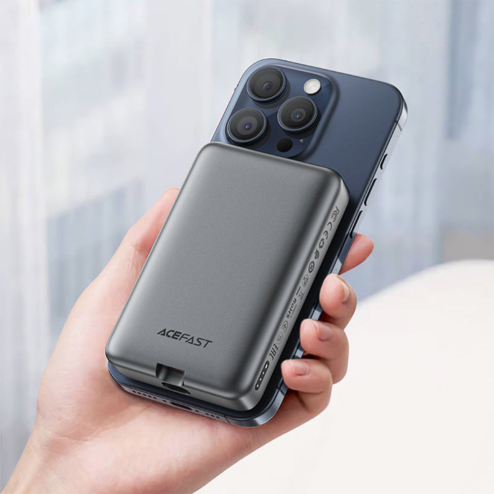 Acefast - Magnetic Wireless Power Bank (M10-10000) - with Type-C Cable, 0.1m, 2x USB-C, 10000mAh, 30W, LED Indicator - B