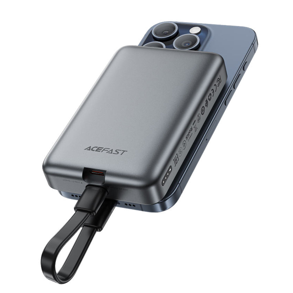Acefast - Magnetic Wireless Power Bank (M10-10000) - with Type-C Cable, 0.1m, 2x USB-C, 10000mAh, 30W, LED Indicator - B