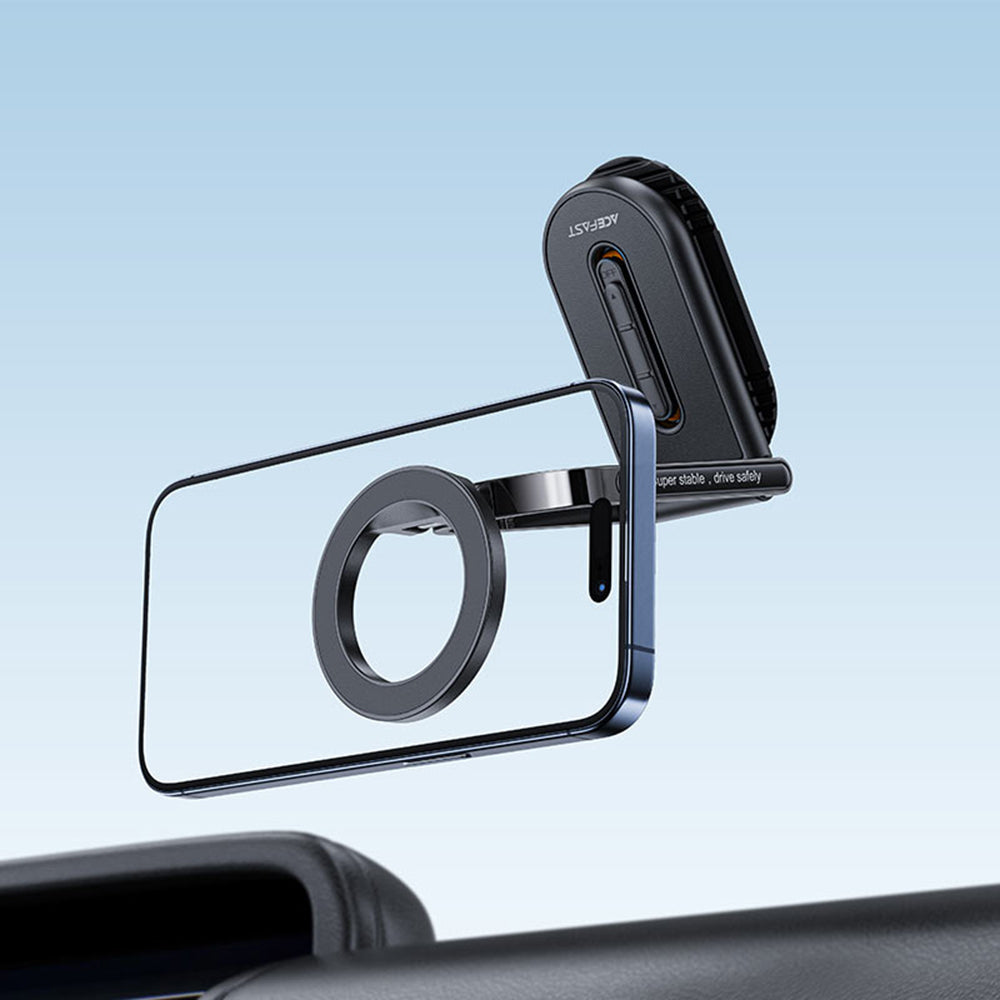 Acefast- Car Holder (D54) - Magnetic Grip, for Dashboard / Windshield, 360°, Dual-Axis, Detachable Base, Max. 6.9" - Bla