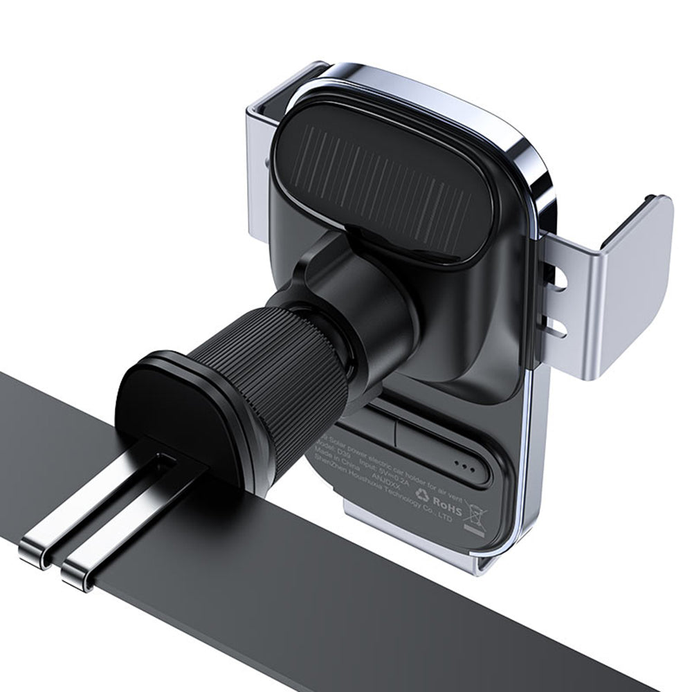 Acefast - Car Holder with Wireless Charging (D39) - for Air Vent, with Solar Panel, Battery, Automatic Arms - Black