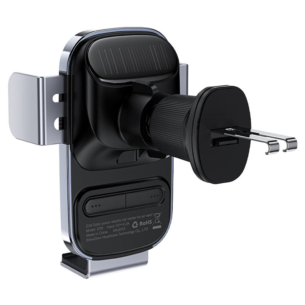 Acefast - Car Holder with Wireless Charging (D39) - for Air Vent, with Solar Panel, Battery, Automatic Arms - Black