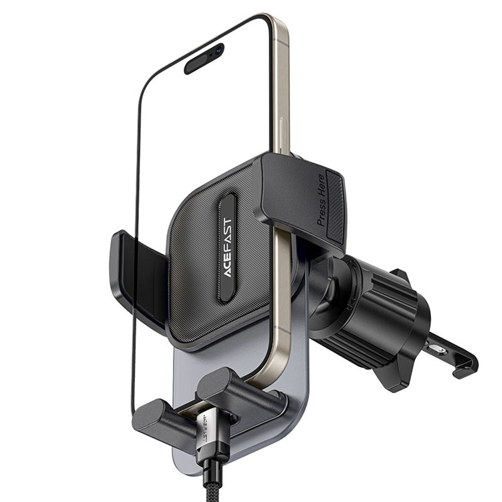Acefast - Car Holder (D25) - for Air Vent, Free Rotation, Adjustable Angle, Secure Lock Clip, for 4.5 - 6.7" Phones - Bl