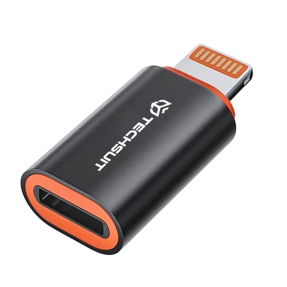 Techsuit - Premium OTG Adapter HyperPort (A3) - Type-C Male to Lightning Female, PD20W, Converter for iPhone - Black / O