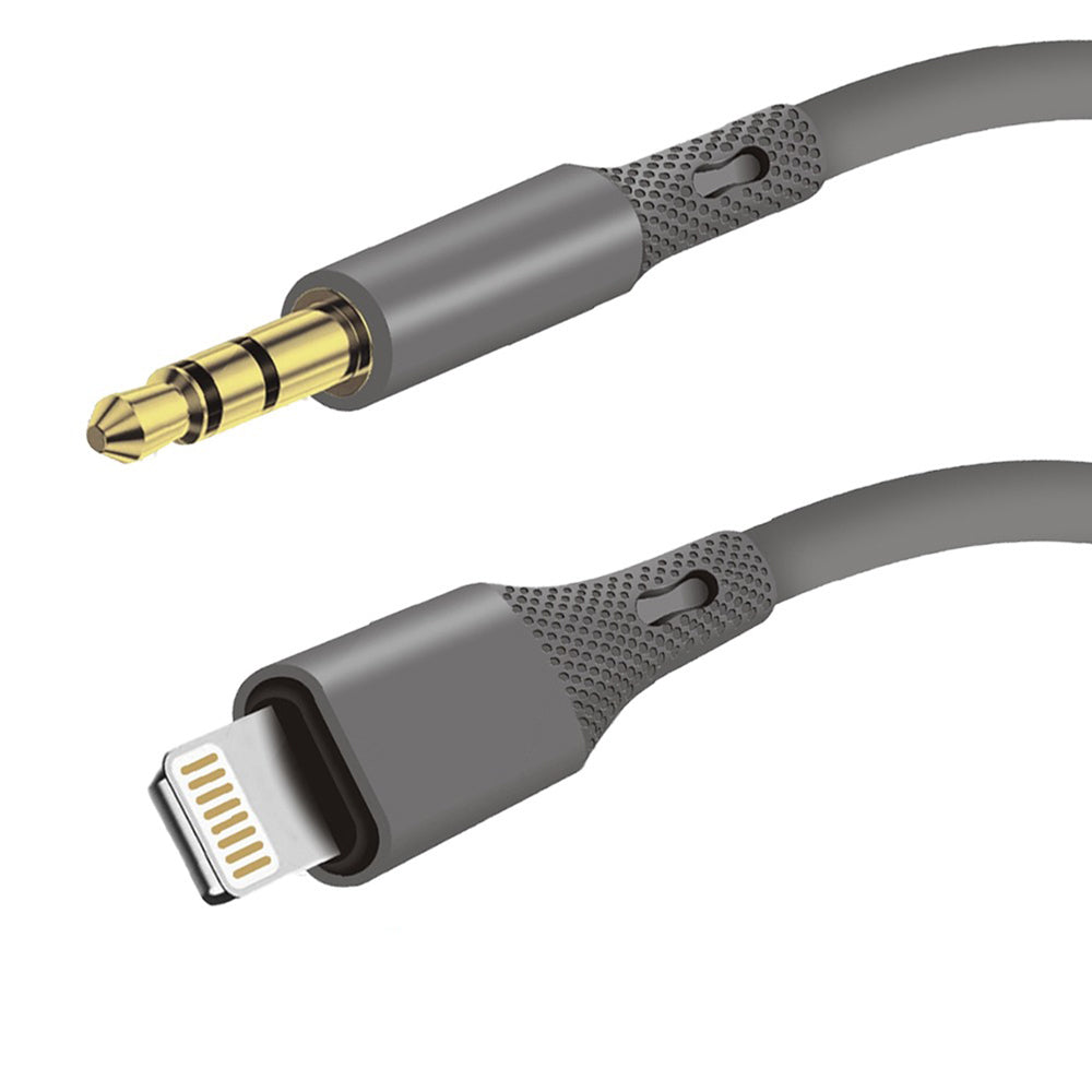 Techsuit - Premium Cable Adapter SoundFleX (AC5) - Lightning to 3.5mm Jack, Hi-Fi Quality, Silica Gel - Gray