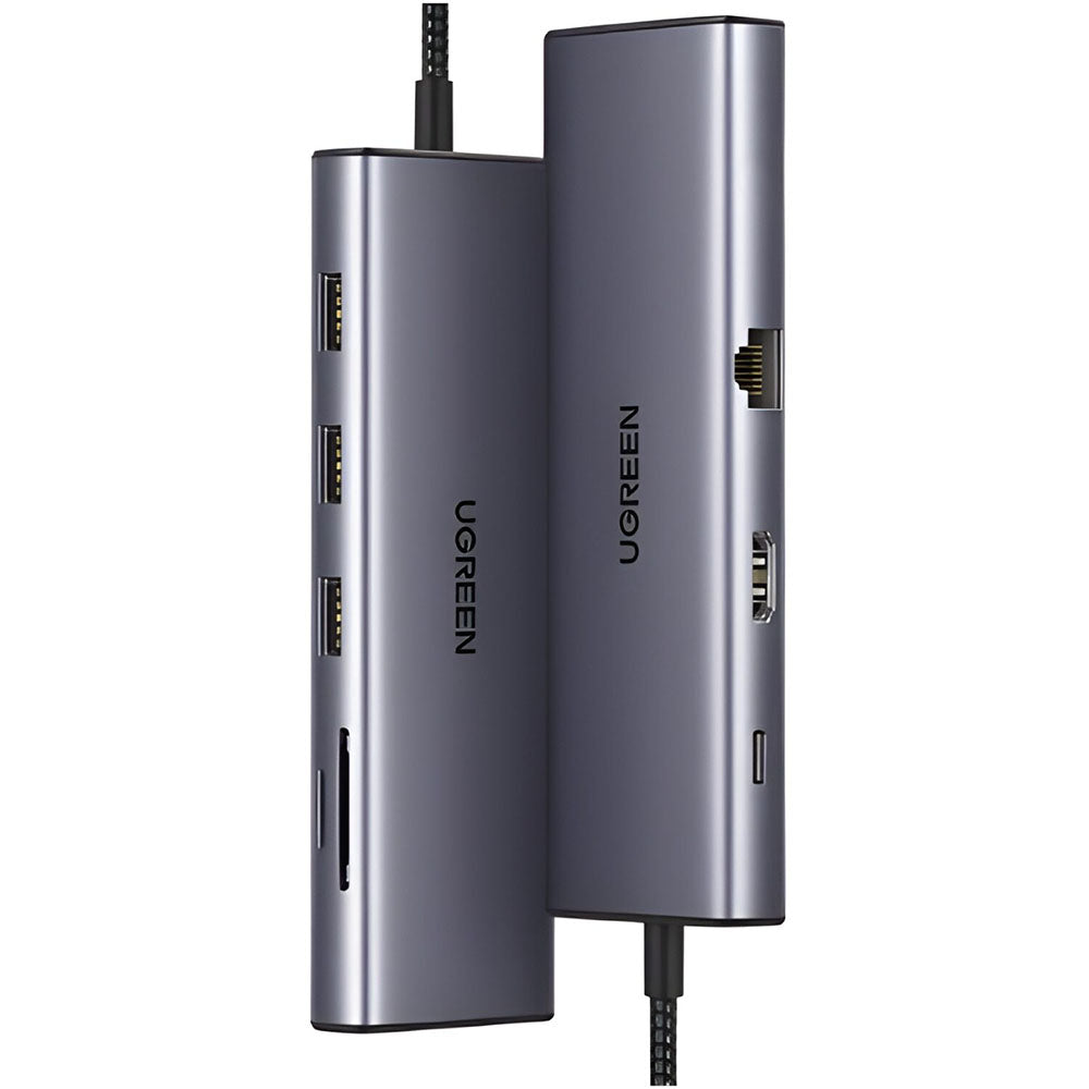 Ugreen - Docking Station CM498 (15600) - Type-C to 3x USB3.0, HDMI 4K@30Hz, VGA, RJ45, SD/TF Card, Type-C PD100W - Gray
