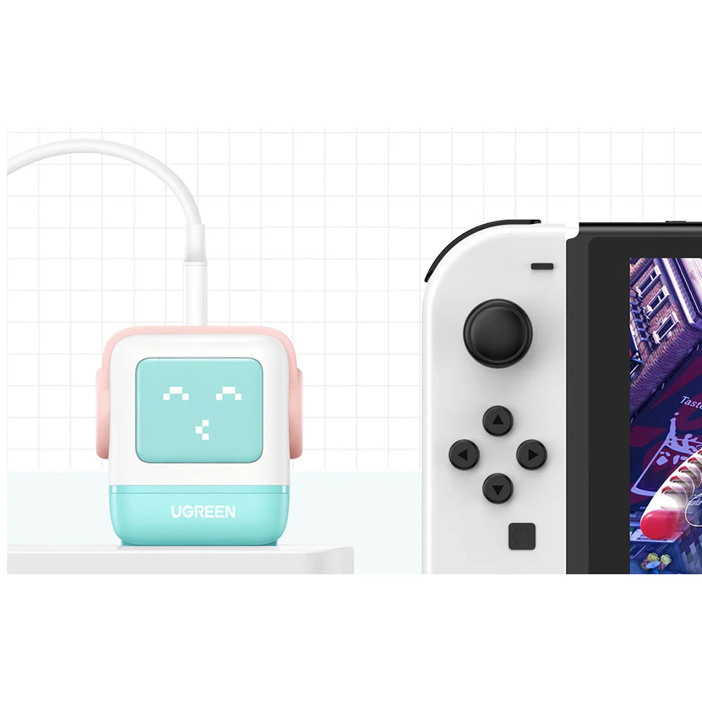 Ugreen - Wall Charger Uno RG CD361 (35855) - with LED Display, GaN, Fast Charging, USB, 2x USB-C, QC4.0+, 65W, 3A - Pink