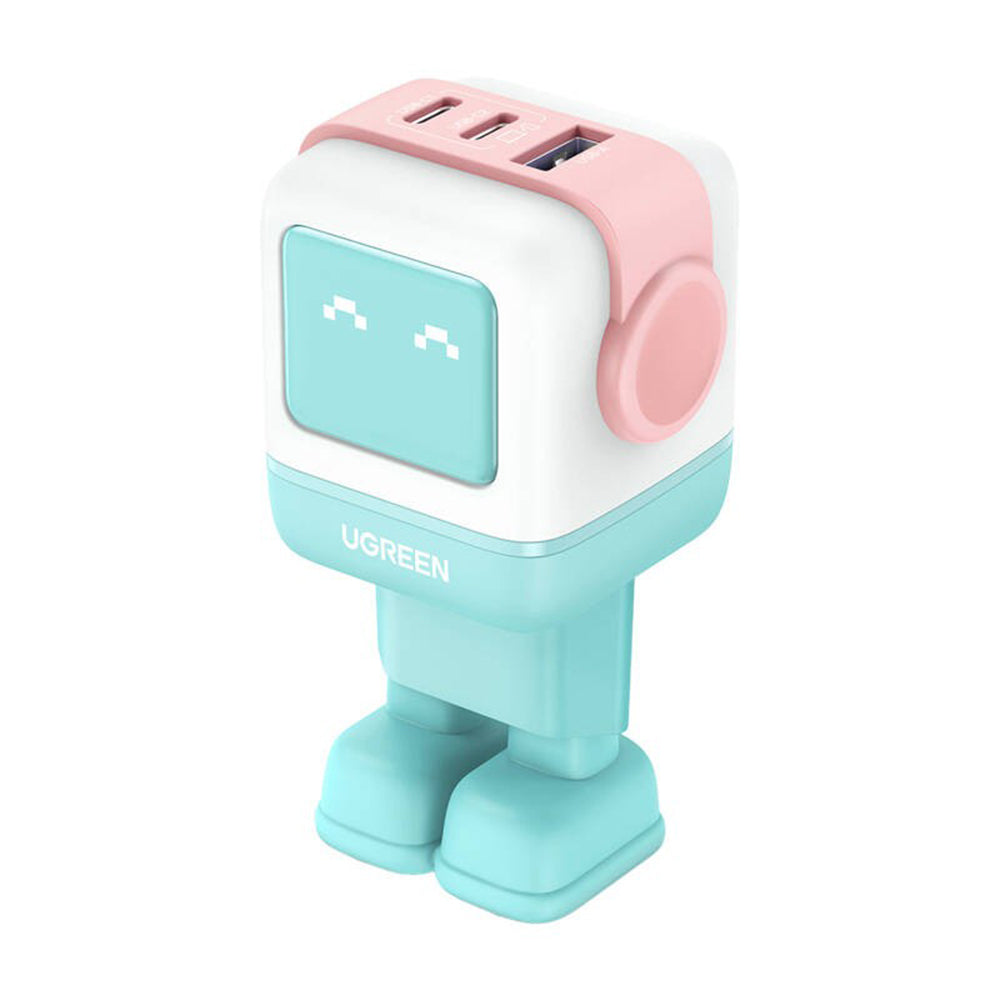 Ugreen - Wall Charger Uno RG CD361 (35855) - with LED Display, GaN, Fast Charging, USB, 2x USB-C, QC4.0+, 65W, 3A - Pink