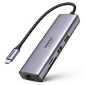 Ugreen - Docking Station CM512 (60515) - Type-C to 2x USB, HDMI 4K, Type-C 100W, Ethernet 1Gbps, Card Reader SD, 0.2m - 