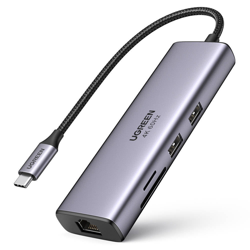 Ugreen - Docking Station CM512 (60515) - Type-C to 2x USB, HDMI 4K, Type-C 100W, Ethernet 1Gbps, Card Reader SD, 0.2m - 