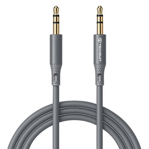 Techsuit - Premium Cable Adapter SoundFleX (AC3) - 3.5mm to Jack, Hi-Fi Quality, Silica Gel, 1m - Gray