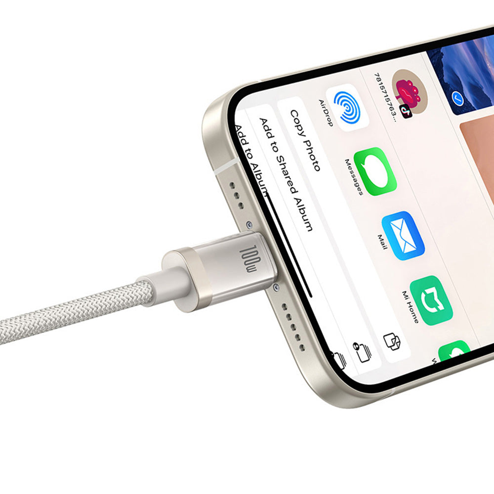 Baseus - Data Cable Titanium (P10378100G21-01) - USB-C to Type-C, 100W, Fast Charging, 480Mbps, 2m - Galaxy Titanium Gol