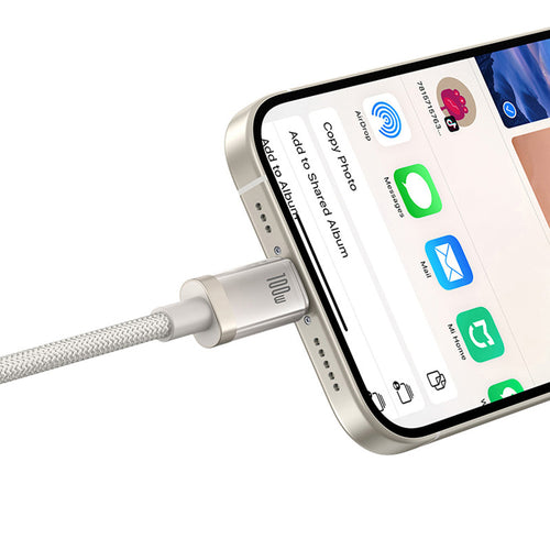 Baseus - Data Cable Titanium (P10378100G21-01) - USB-C to Type-C, 100W, Fast Charging, 480Mbps, 2m - Galaxy Titanium Gol