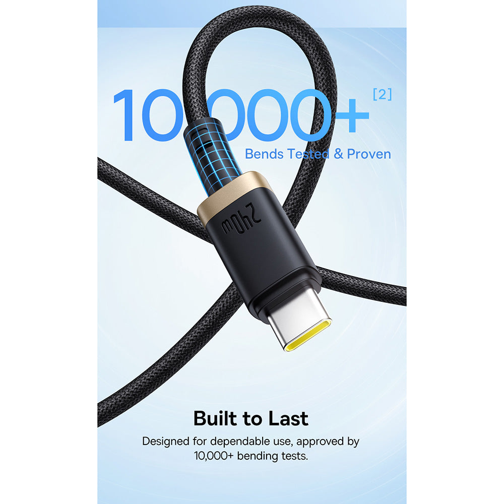 Baseus - Data Cable Dura Series (P10377803U03-00) - for MacBook, Fast Charging, Type-C, PD 240W, 480Mbps, 1m - Gold / Bl