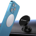 Techsuit - Car Holder TinyGrip (S10) - Universal Magnetic Mobile Mount, with Metal Plate, Strong Magnet - Black