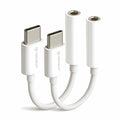 Techsuit - (2 pack) Cable Adapter MusicBox (AC18) - Type-C to 3.5mm Jack, DAC Chip, 3A, Plug and Play - White