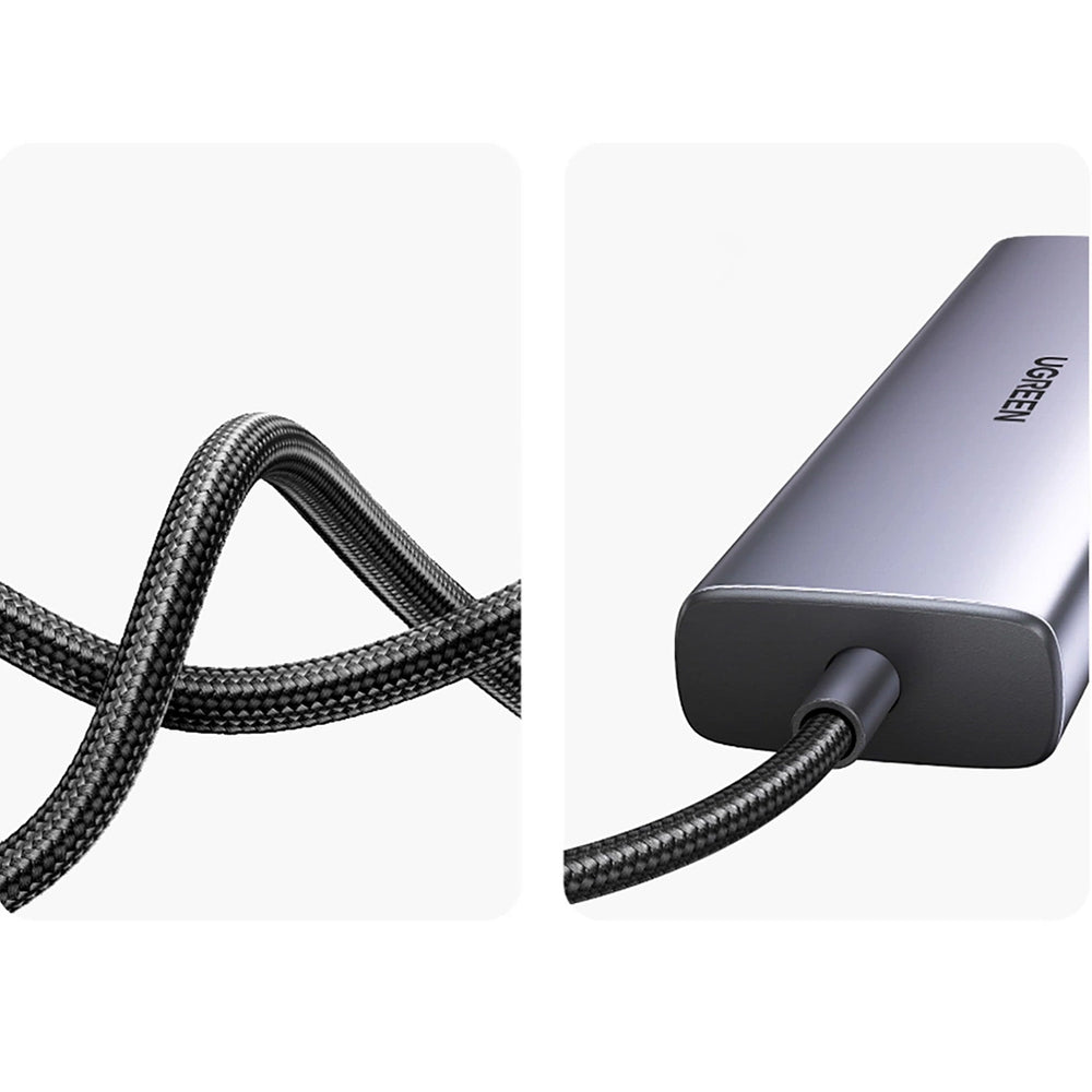 Ugreen - Docking Station CM512 (90568) - Type-C to Type-C, 2x USB, HDMI 4K@30Hz, RJ45, SD/TF Card, 5Gbps, PD100W - Gray